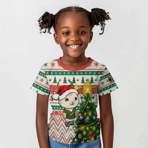 Personalized South Africa Rugby Christmas Kid T shirt with Cute Springbok and Christmas Tree