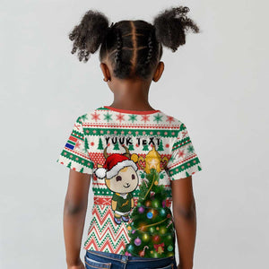 Personalized South Africa Rugby Christmas Kid T shirt with Cute Springbok and Christmas Tree