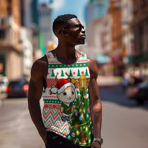 Personalized South Africa Rugby Christmas Men Tank Top with Cute Springbok and Christmas Tree