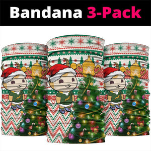 South Africa Rugby Christmas Neck Gaiter Cute Springbok and Christmas Tree LT01