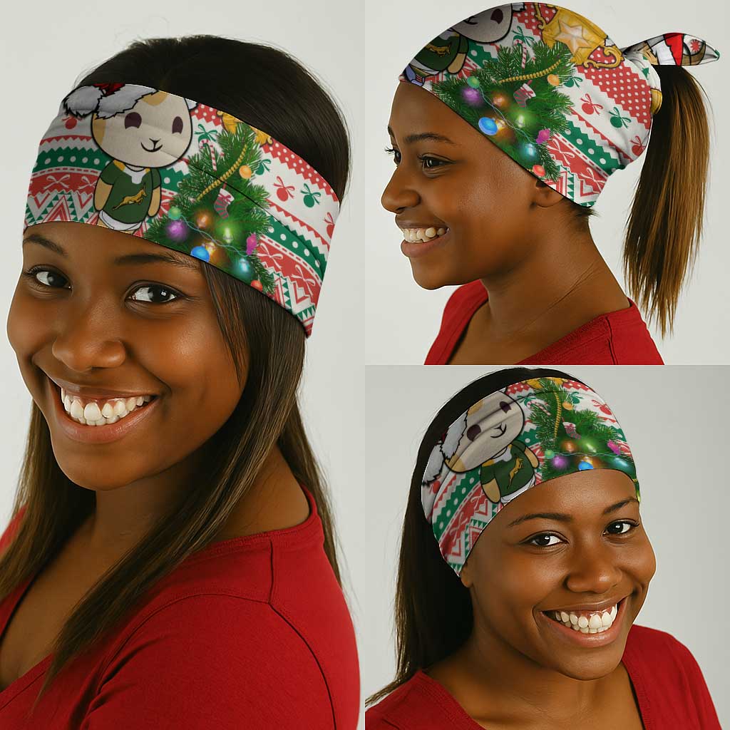 South Africa Rugby Christmas Neck Gaiter Cute Springbok and Christmas Tree LT01