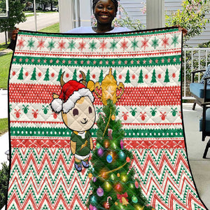 South Africa Rugby Christmas Quilt with Cute Springbok and Christmas Tree