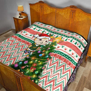 South Africa Rugby Christmas Quilt with Cute Springbok and Christmas Tree