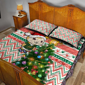 South Africa Rugby Christmas Quilt Bed Set with Cute Springbok and Christmas Tree