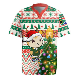 Personalized South Africa Rugby Christmas Rugby Jersey with Cute Springbok and Christmas Tree