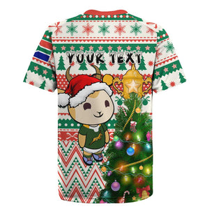 Personalized South Africa Rugby Christmas Rugby Jersey with Cute Springbok and Christmas Tree