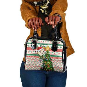 South Africa Rugby Christmas Shoulder Handbag with Cute Springbok and Christmas Tree