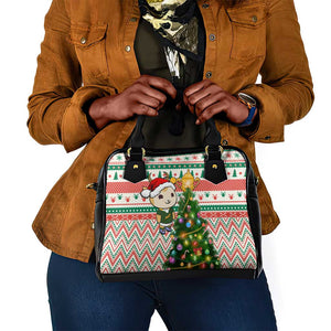 South Africa Rugby Christmas Shoulder Handbag with Cute Springbok and Christmas Tree