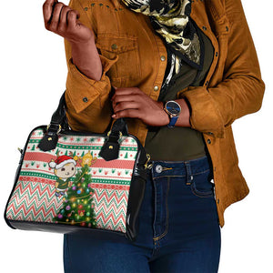 South Africa Rugby Christmas Shoulder Handbag with Cute Springbok and Christmas Tree