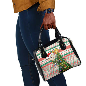 South Africa Rugby Christmas Shoulder Handbag with Cute Springbok and Christmas Tree