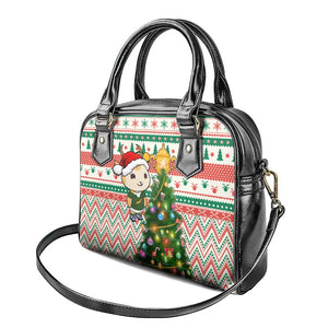 South Africa Rugby Christmas Shoulder Handbag with Cute Springbok and Christmas Tree