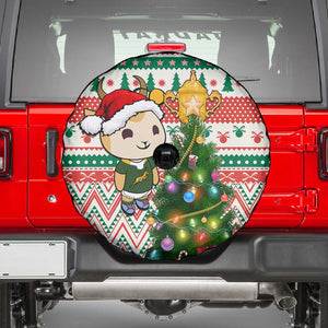 South Africa Rugby Christmas Spare Tire Cover with Cute Springbok and Christmas Tree