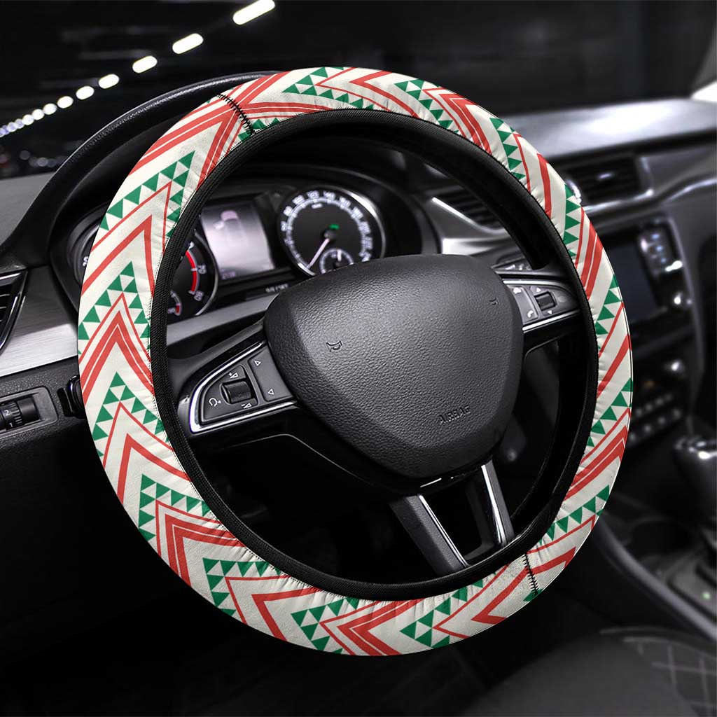 South Africa Rugby Christmas Steering Wheel Cover with Cute Springbok and Christmas Tree