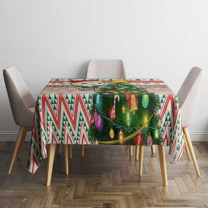 South Africa Rugby Christmas Tablecloth with Cute Springbok and Christmas Tree