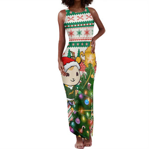 Personalized South Africa Rugby Christmas Tank Maxi Dress with Cute Springbok and Christmas Tree