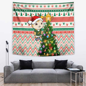 South Africa Rugby Christmas Tapestry with Cute Springbok and Christmas Tree