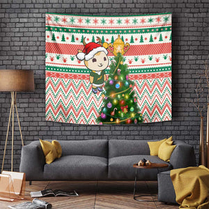 South Africa Rugby Christmas Tapestry with Cute Springbok and Christmas Tree