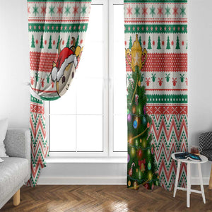 South Africa Rugby Christmas Window Curtain with Cute Springbok and Christmas Tree