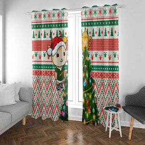 South Africa Rugby Christmas Window Curtain with Cute Springbok and Christmas Tree