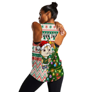 Personalized South Africa Rugby Christmas Women Racerback Tank with Cute Springbok and Christmas Tree