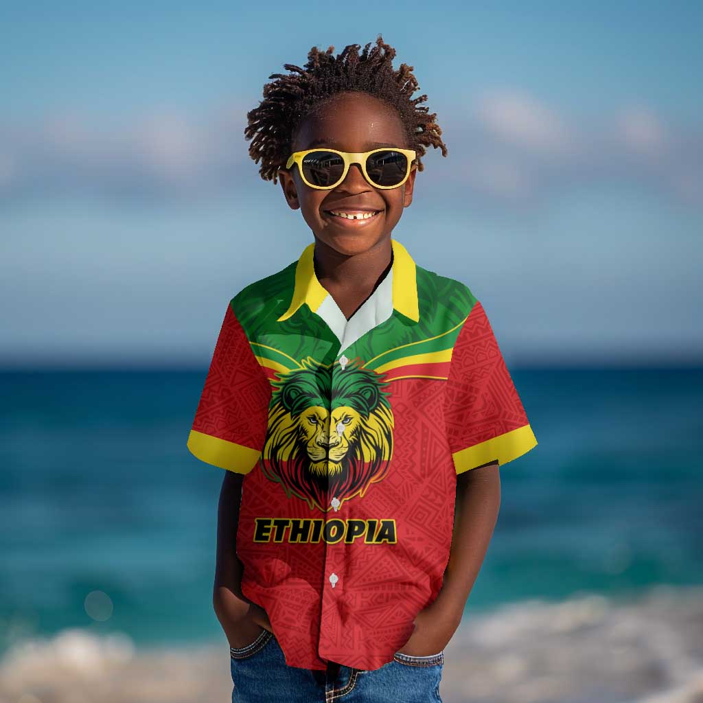 Personalized Ethiopia Kid Hawaiian Shirt with Lion of Judah Flag Style - Special Version