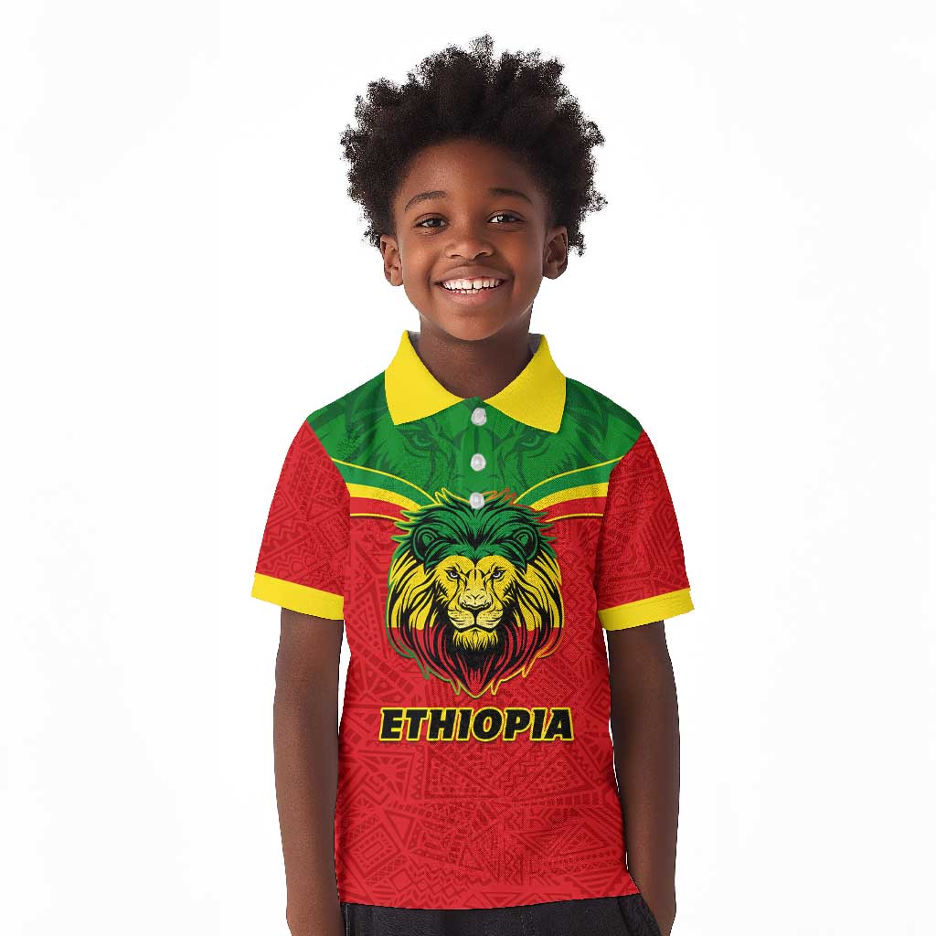 Personalized Ethiopia Kid Polo Shirt with Lion of Judah Flag Style - Special Version