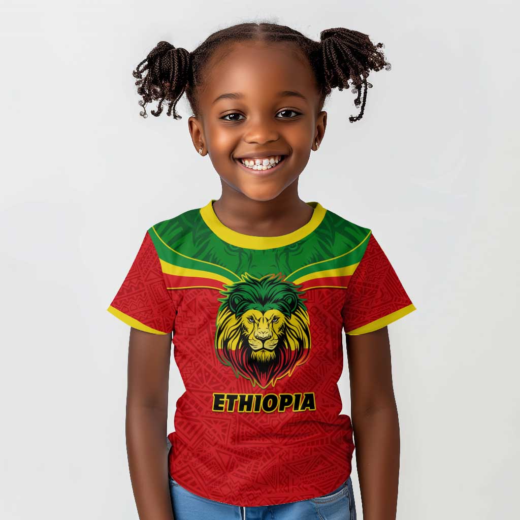 Personalized Ethiopia Kid T shirt with Lion of Judah Flag Style - Special Version