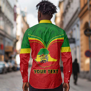 Personalized Ethiopia Long Sleeve Button Shirt with Lion of Judah Flag Style - Special Version