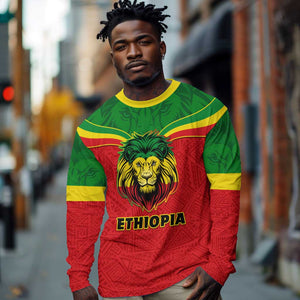 Personalized Ethiopia Long Sleeve Shirt with Lion of Judah Flag Style - Special Version LT01