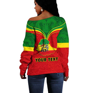 Personalized Ethiopia Off Shoulder Sweater with Lion of Judah Flag Style - Special Version