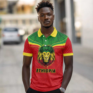 Personalized Ethiopia Polo Shirt with Lion of Judah Flag Style - Special Version