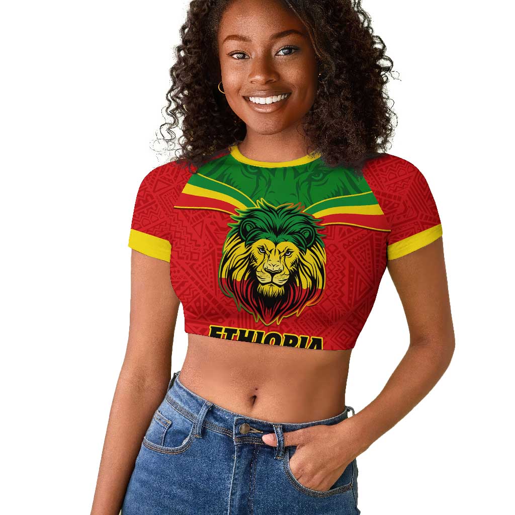 Personalized Ethiopia Raglan Cropped T shirt with Lion of Judah Flag Style - Special Version