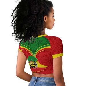 Personalized Ethiopia Raglan Cropped T shirt with Lion of Judah Flag Style - Special Version