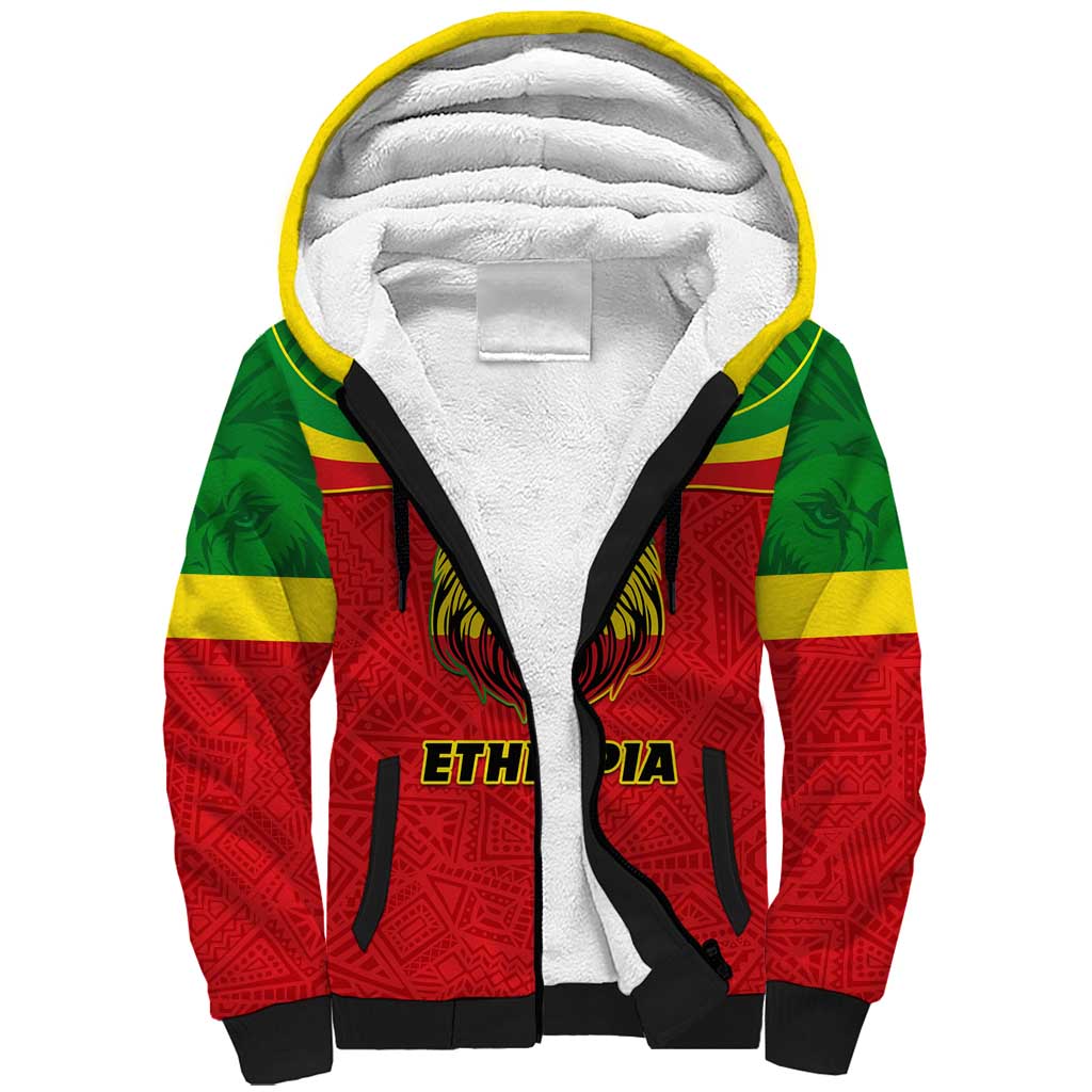 Personalized Ethiopia Sherpa Hoodie with Lion of Judah Flag Style - Special Version