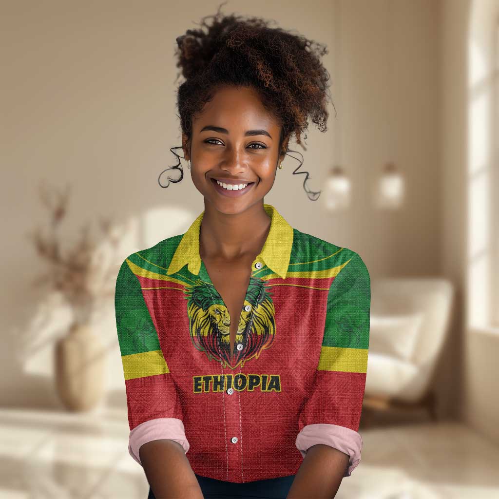 Personalized Ethiopia Women Casual Shirt with Lion of Judah Flag Style - Special Version