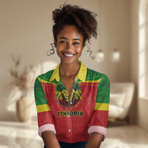 Personalized Ethiopia Women Casual Shirt with Lion of Judah Flag Style - Special Version