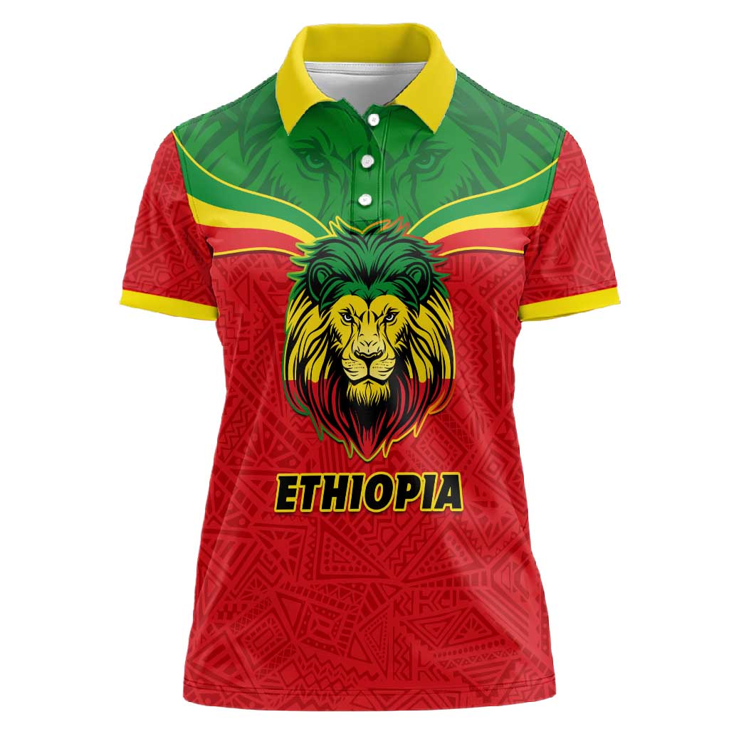 Personalized Ethiopia Women Polo Shirt with Lion of Judah Flag Style - Special Version