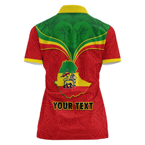 Personalized Ethiopia Women Polo Shirt with Lion of Judah Flag Style - Special Version