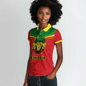 Personalized Ethiopia Women Polo Shirt with Lion of Judah Flag Style - Special Version