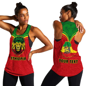 Personalized Ethiopia Women Racerback Tank with Lion of Judah Flag Style - Special Version