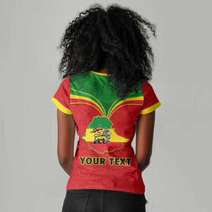 Personalized Ethiopia Women V-Neck T-Shirt with Lion of Judah Flag Style - Special Version