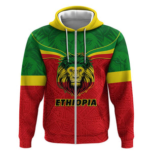 Personalized Ethiopia Zip Hoodie with Lion of Judah Flag Style - Special Version