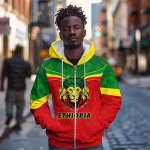 Personalized Ethiopia Zip Hoodie with Lion of Judah Flag Style - Special Version