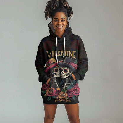 Personalised Sugar Skull Couple Valentine Hoodie Dress Roses Romantic Love