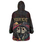 Personalised Sugar Skull Couple Valentine Kid Wearable Blanket Hoodie Roses Romantic Love
