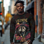Personalised Sugar Skull Couple Valentine Long Sleeve Shirt Roses Romantic Love