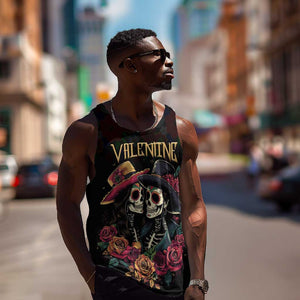 Personalised Sugar Skull Couple Valentine Men Tank Top Roses Romantic Love