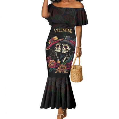 Personalised Sugar Skull Couple Valentine Mermaid Dress Roses Romantic Love