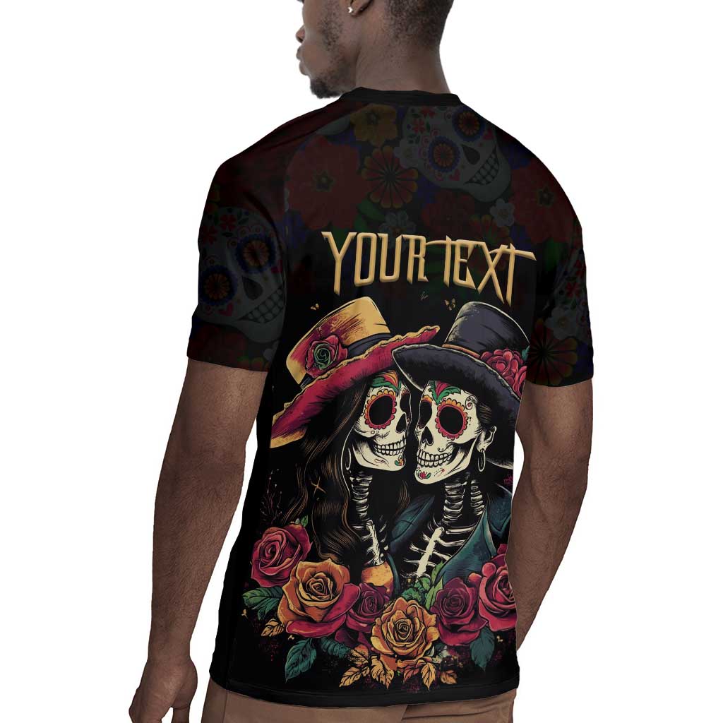 Personalised Sugar Skull Couple Valentine Rugby Jersey Roses Romantic Love