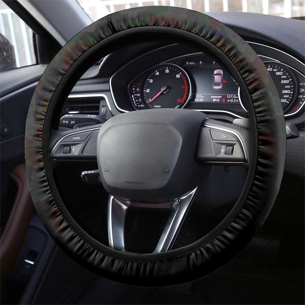 Sugar Skull Couple Valentine Steering Wheel Cover Roses Romantic Love